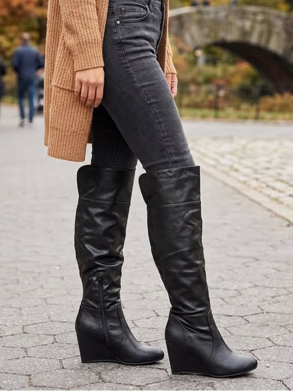 ⭐️ 5 for 20$! ⭐️ Ardene Faux Leather Black Knee High Wedge Boots
